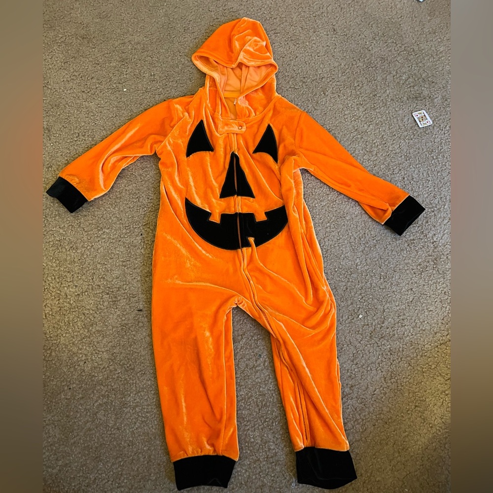 2T Pumpkin velour jumpsuit
